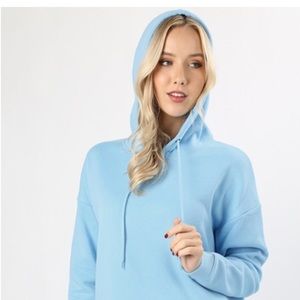 Zenana sweatshirt hoodie oversized light blue m/l